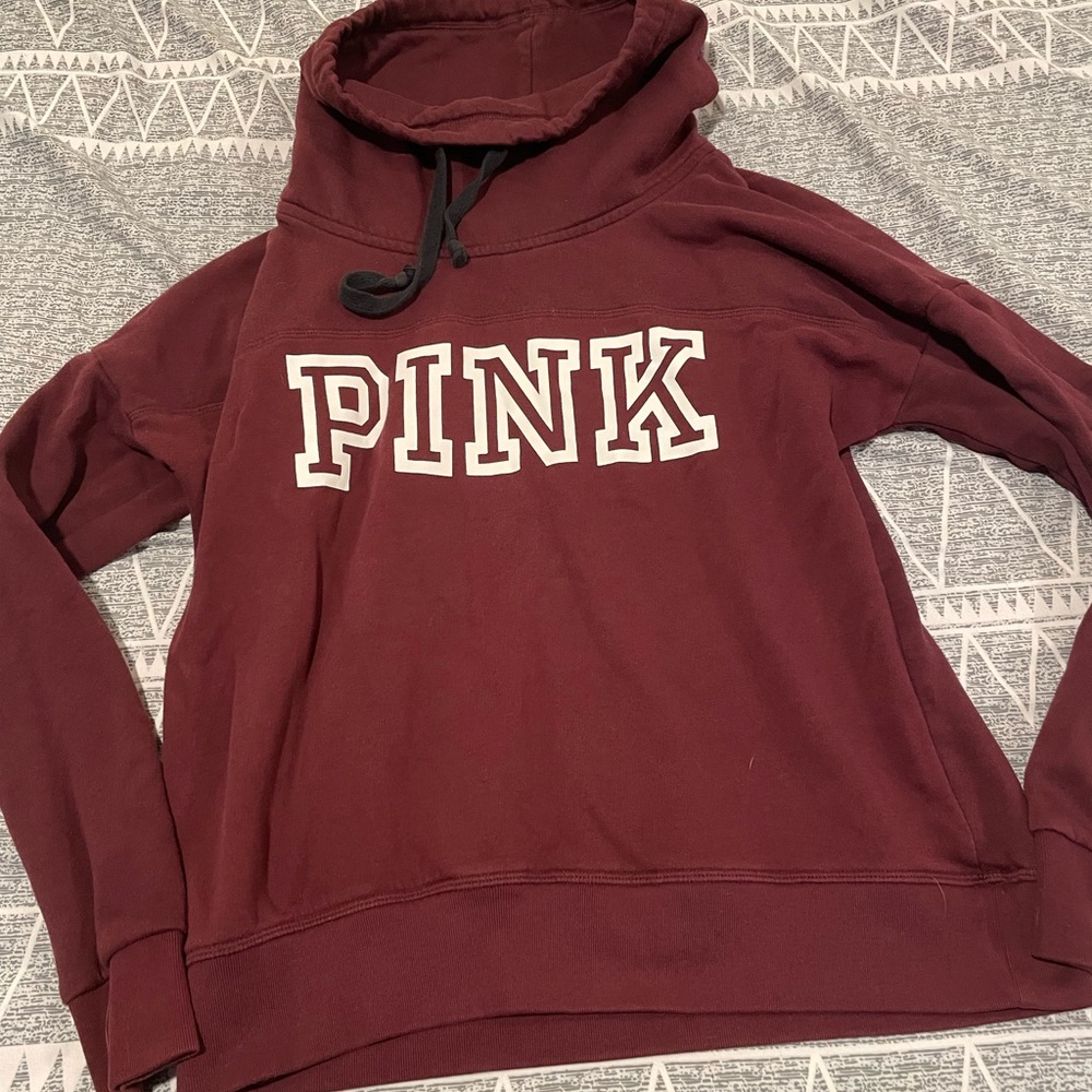 PINK cowl neck sweatshirt- maroon